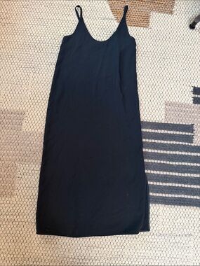 Everlane Black Maxi Slip Dress with Spaghetti Straps